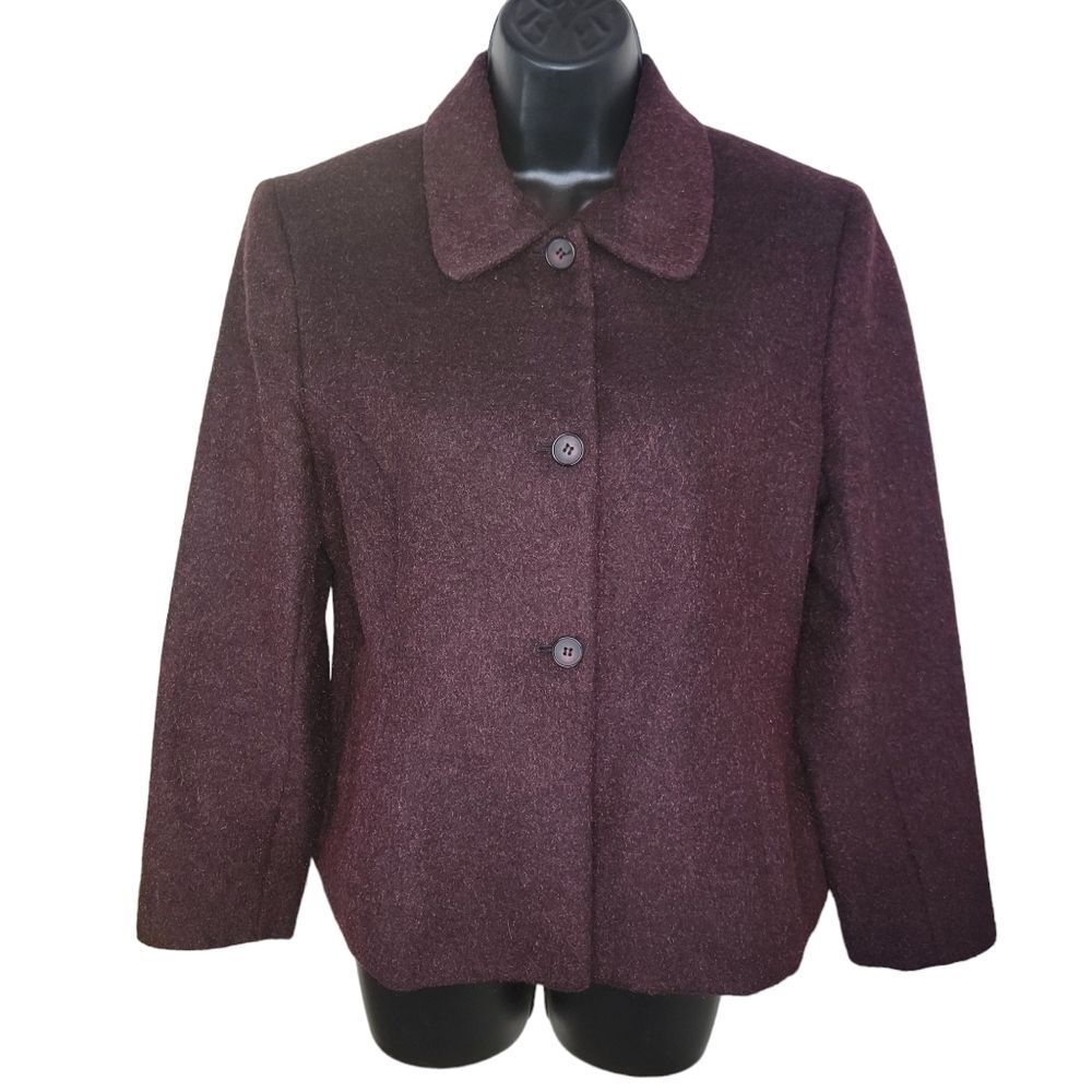 Jones New York Petite wool blend metallic blazer jacket size 12P
